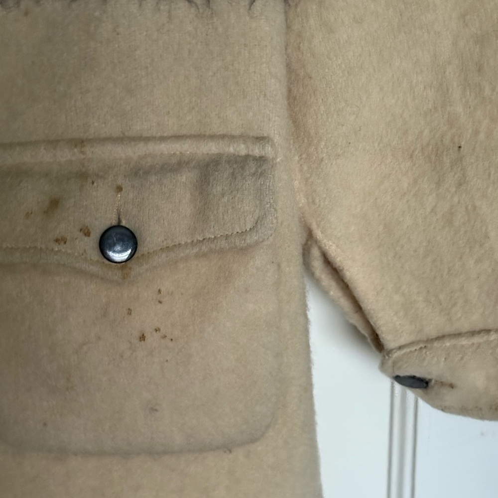 VTG Hudson Bay Cream Wool Pea Coat with Multicolor Stripes - Picture 8 of 8